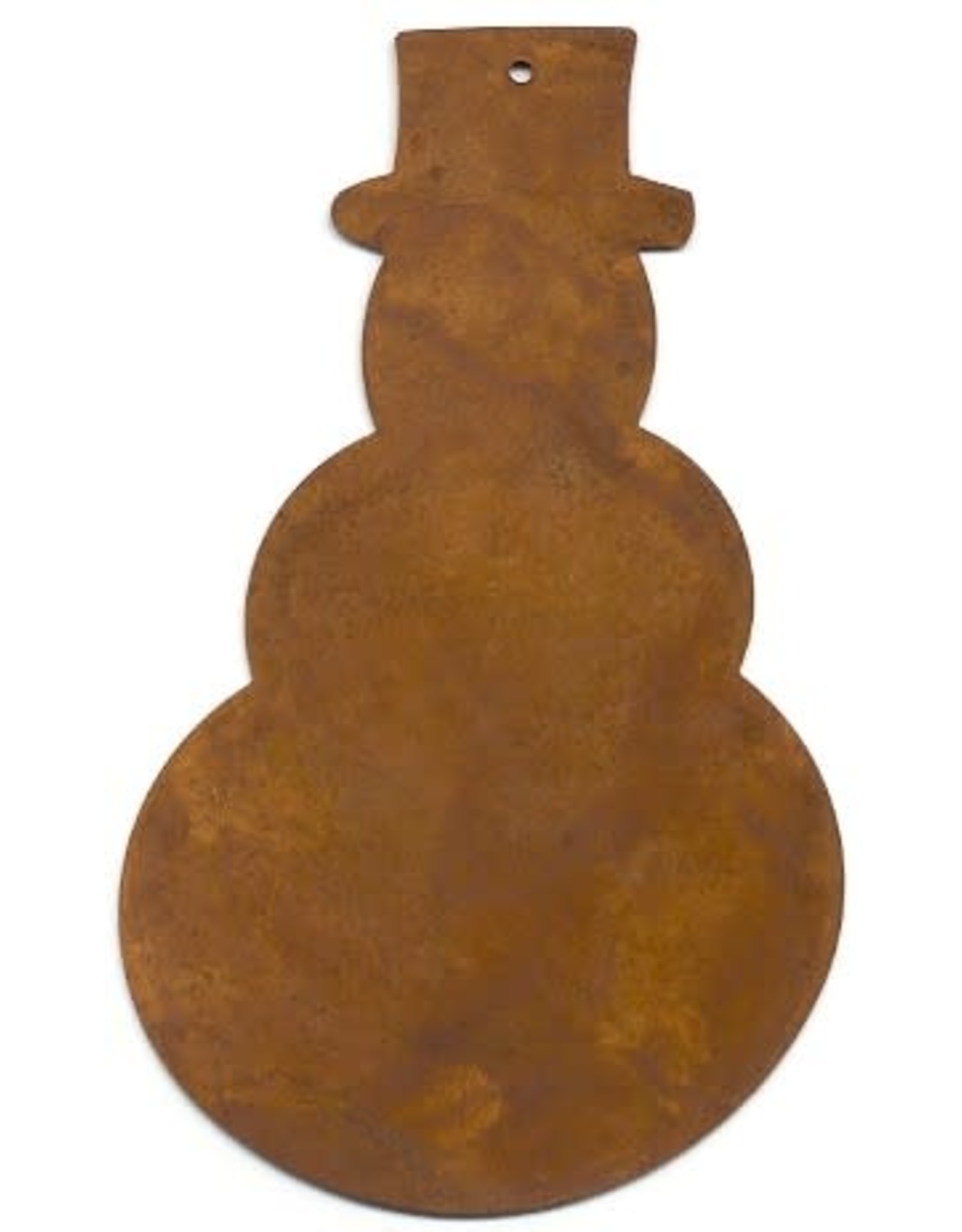 RUSTY TIN SNOWMAN 4 1/2"  (WITH  HOLE) PACKAGED 12