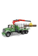 MACK Granite Timber Truck with Loading Crane and 3 Trunks