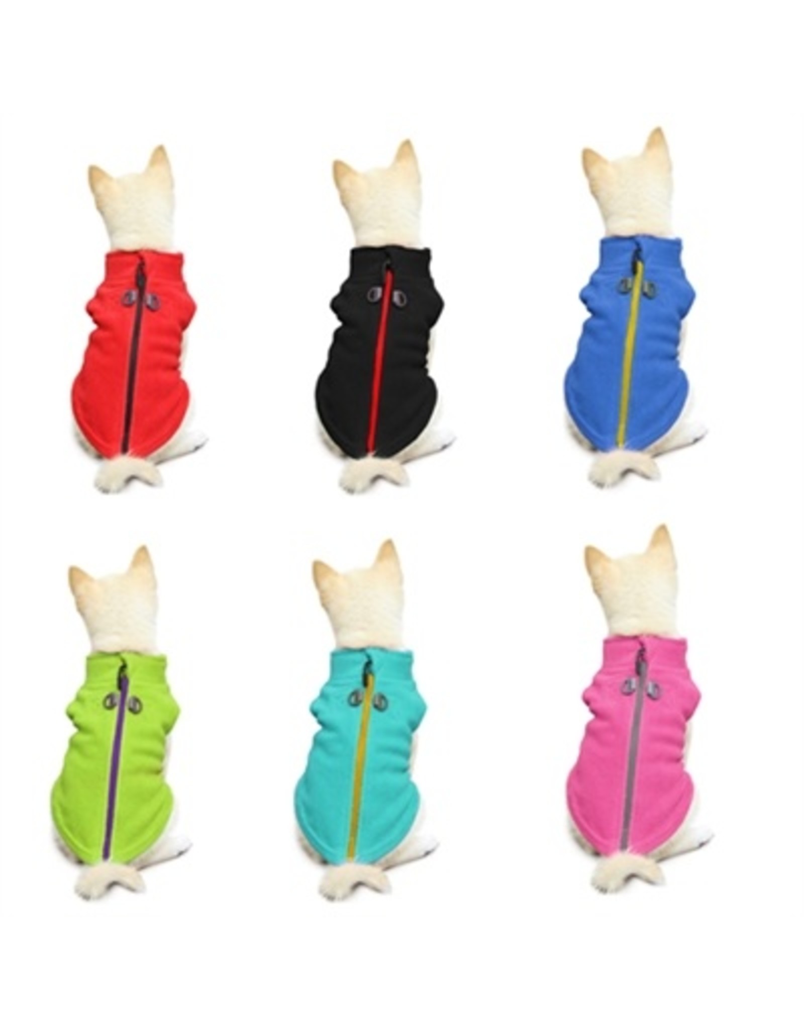 ZIP UP FLEECE VEST PINK-M