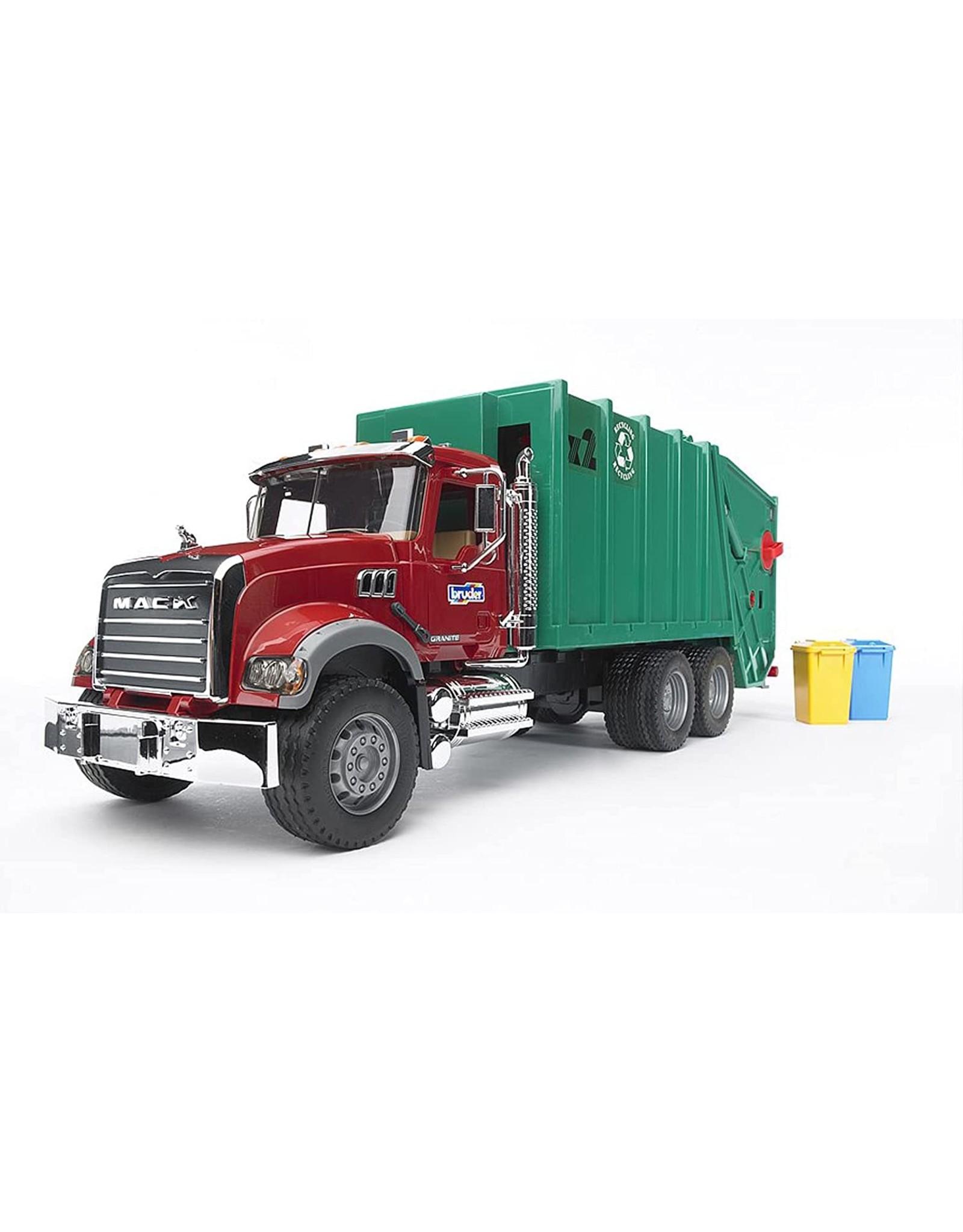 Bruder Mack Granite Rear Loading Garbage Truck (Ruby Red and Green)