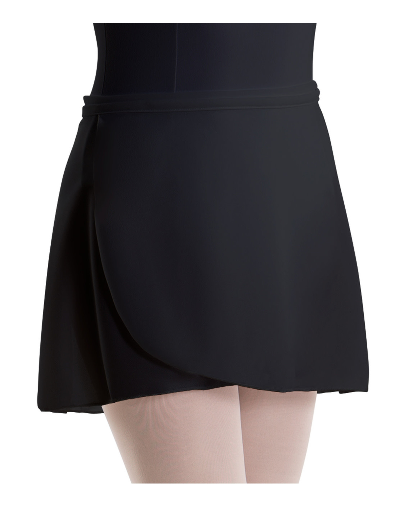 MOTIONWEAR Motionwear Crepe Wrap Tie Short Skirt 14" - Adult O/S - Black 1021