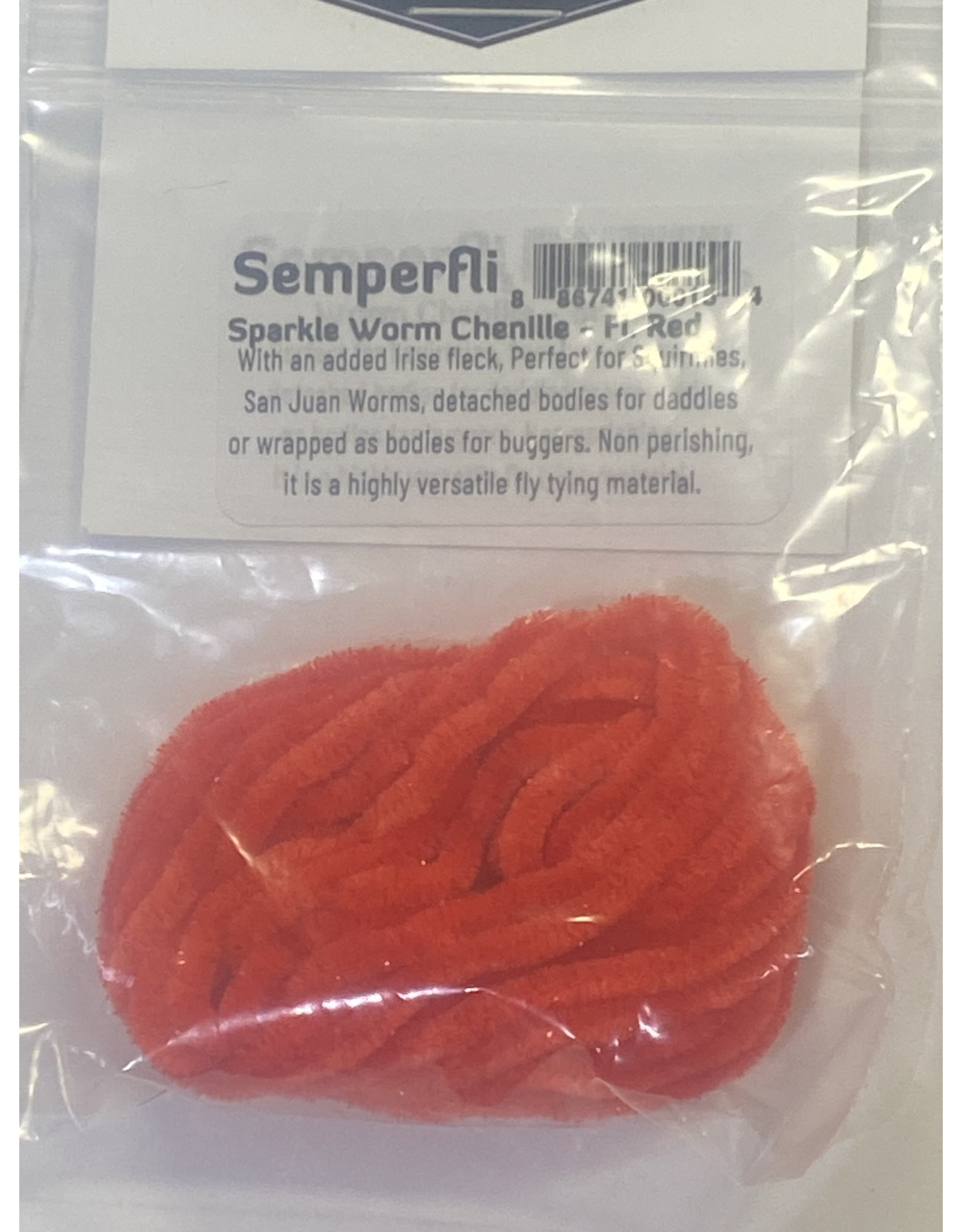 Semperfli Semperfli Sparkle Worm Chenille Fl. Red