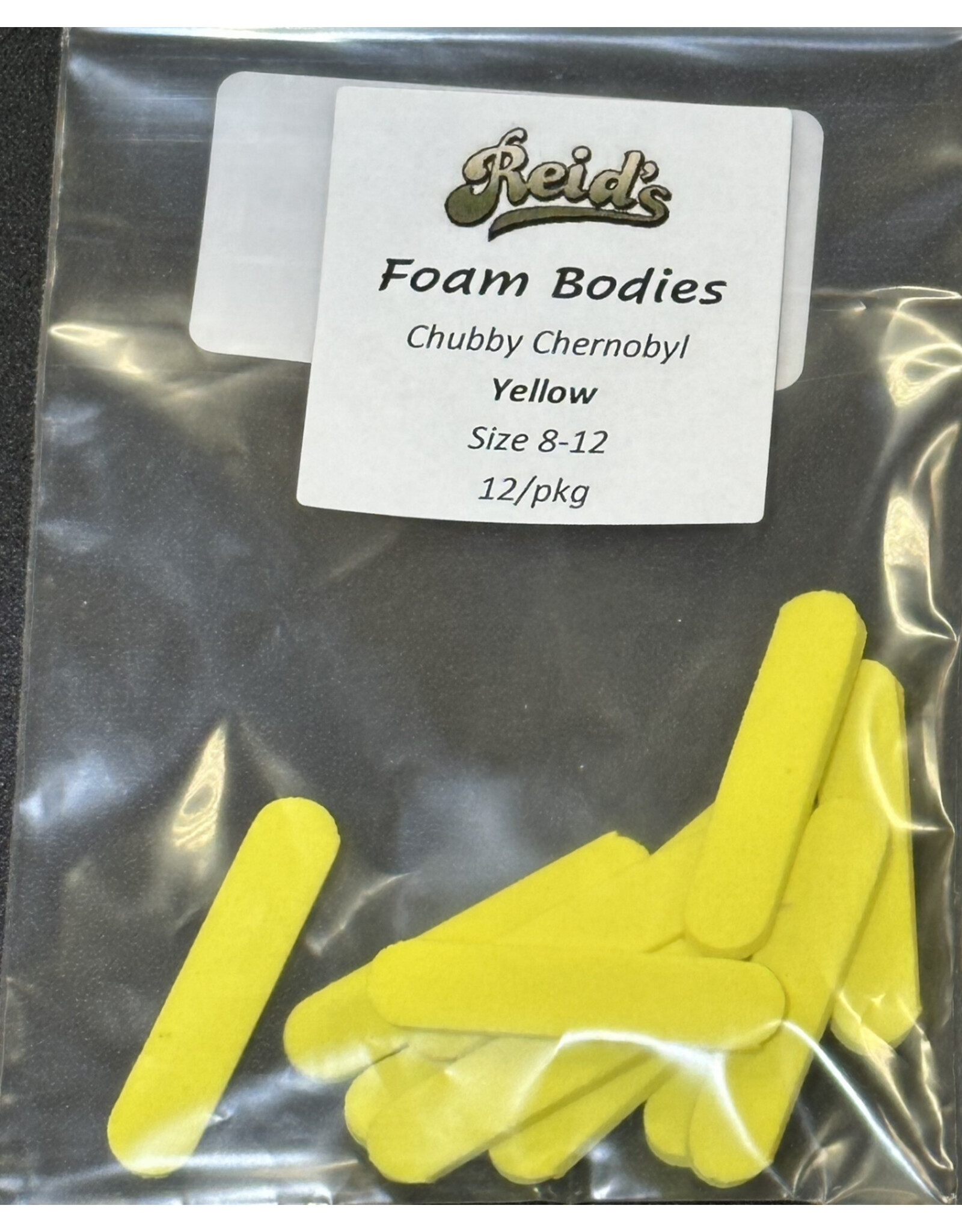 Reid's Fly Shop Reid's Foam Bodies - Chubby Chernobyl Yellow Size 8-12 12/pkg