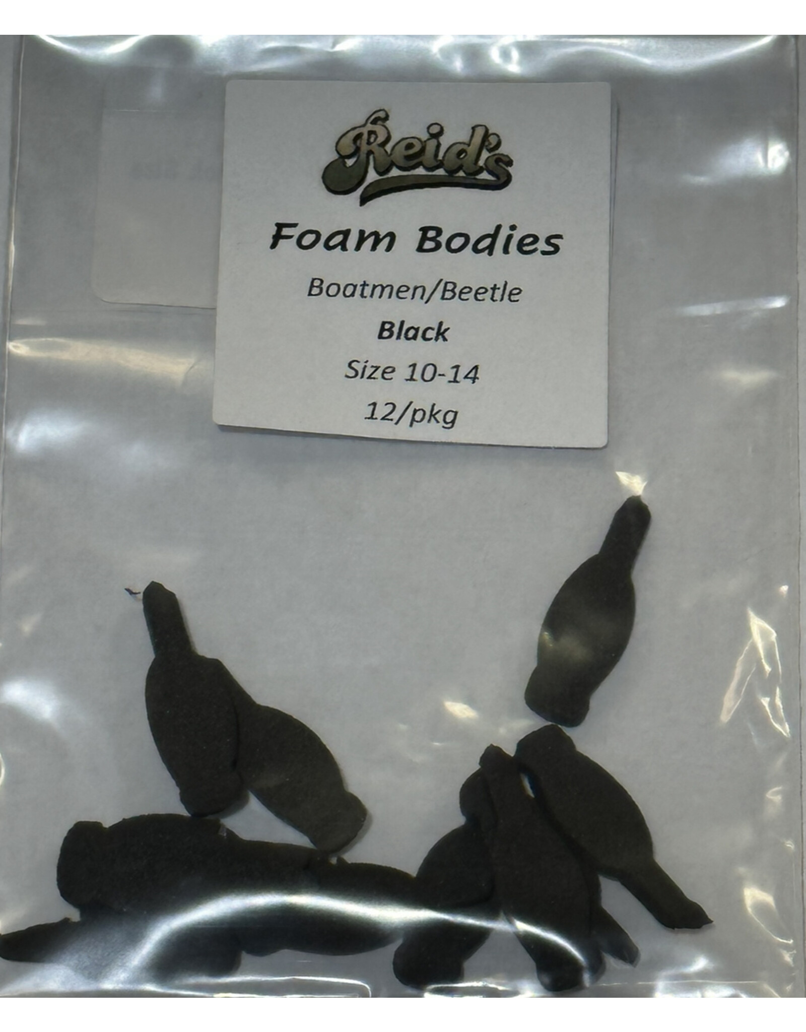 Reid's Fly Shop Reid's Foam Bodies - Boatmen/Beetle Black Size 10-14 12/pkg