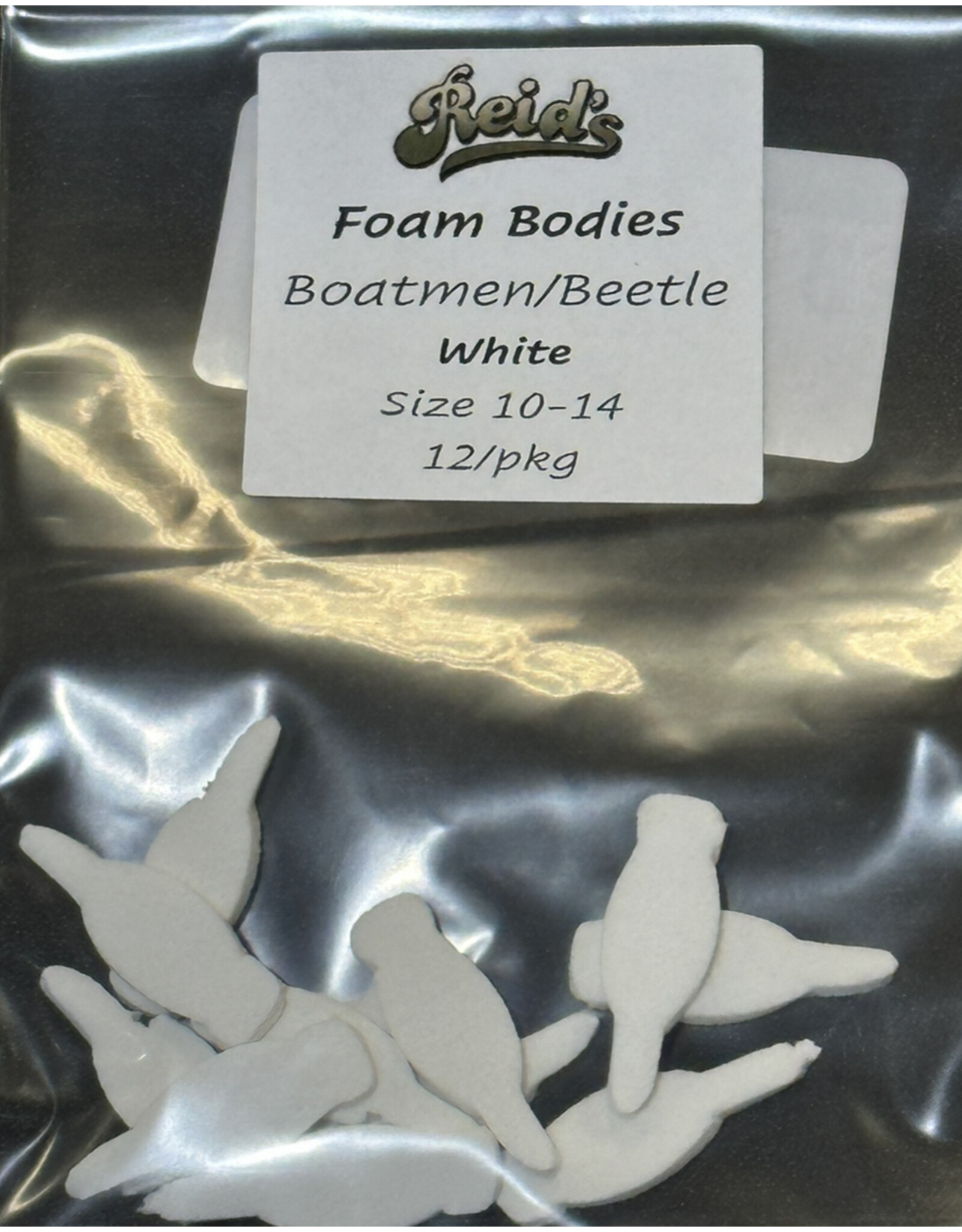 Reid's Fly Shop Reid's Foam Bodies - Boatmen/Beetle White Size 10-14 12/pkg