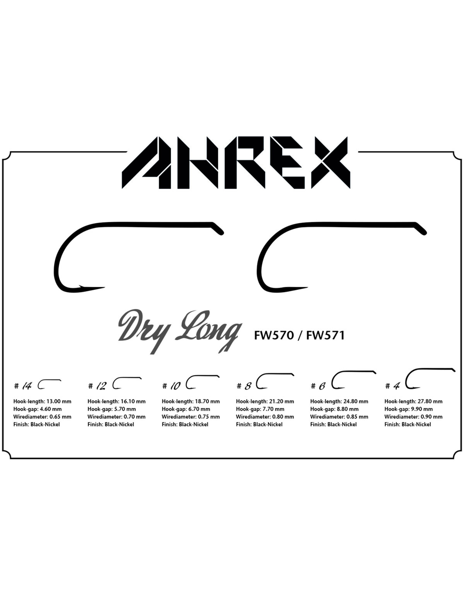 Ahrex Hooks AHREX FW571 Dry Fly Long Barbless
