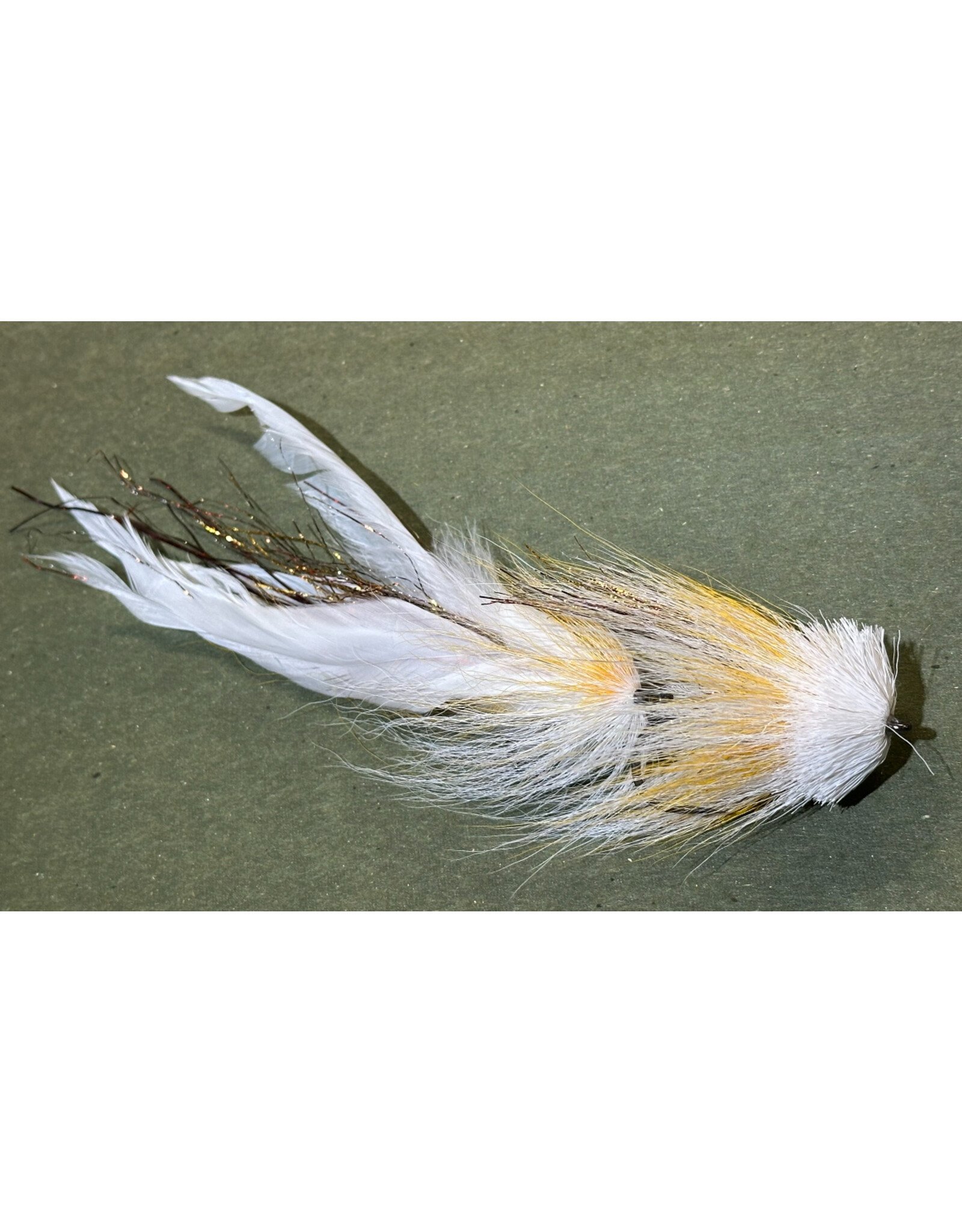 Evan's Flies DOUBLE BUFORD PIKE/MUSKY FLY 8-10" - WHITE/GINGER/GOLD