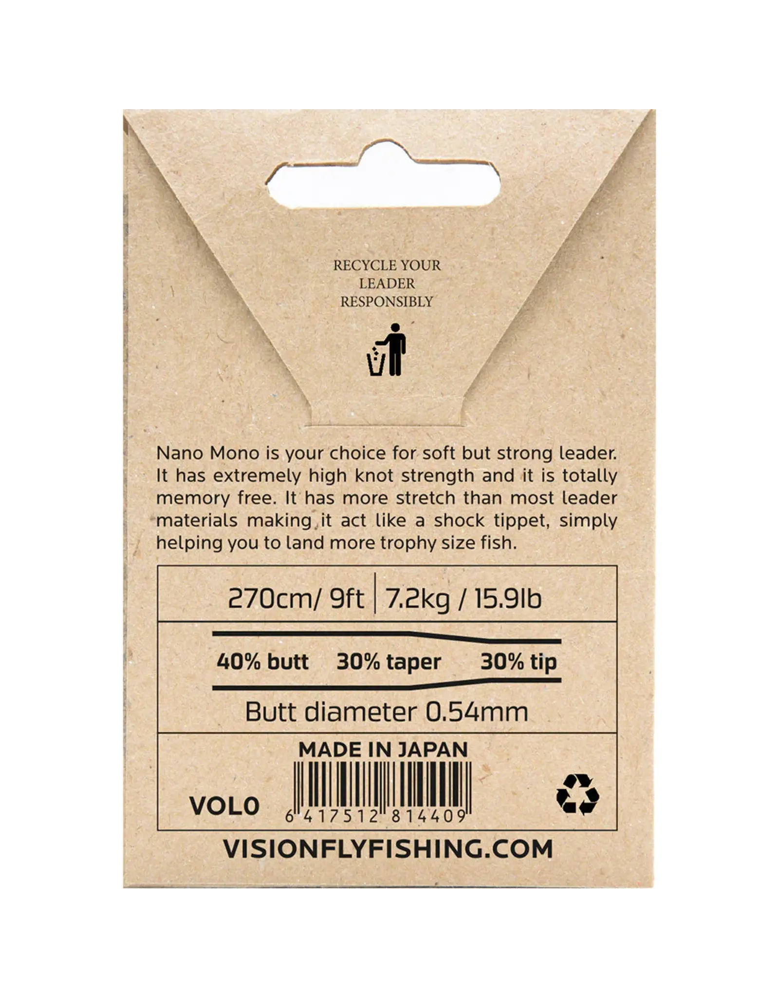VISION FLY FISHING NANO MONO LEADER 9'