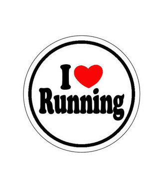 Baysix I Heart Running Round Decal (White with Black and Red Print)