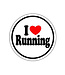 Baysix I Heart Running Round Decal (White with Black and Red Print)
