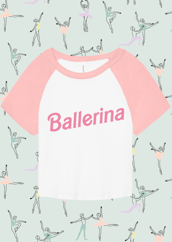 Attitude 'Ballerina' Barbie Inspired Cropped Baseball Baby Tee
