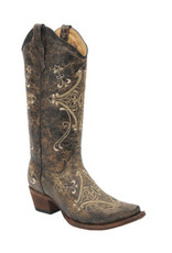 Circle G Ladies L5048 Black Crackle Embroidery Western Boots