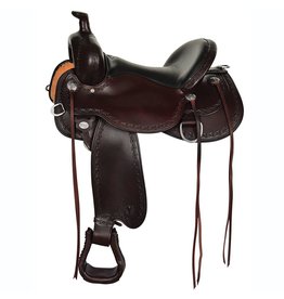 Circle Y Alpine Flex 2 Sz. 17" Wide Tree Trail Saddle - Border Tooled Walnut  2377-8701-05