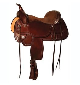 Circle Y Topeka Flex2 Shell-Tooled Walnut 1651-8701-05 17" Seat Wide Tree Trail Saddle