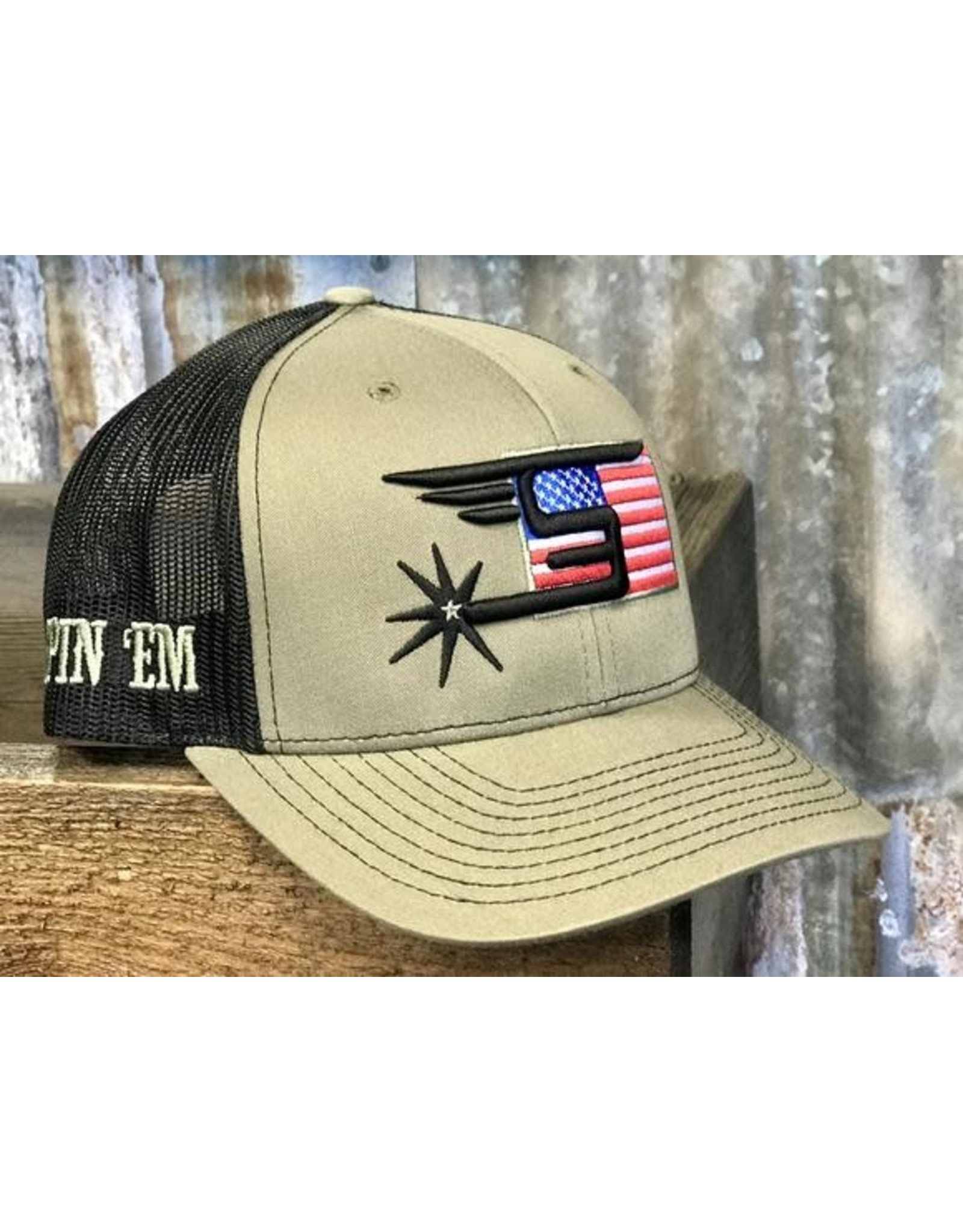 Spin Em Spin Em "Admiral" Tan/Flag Cap