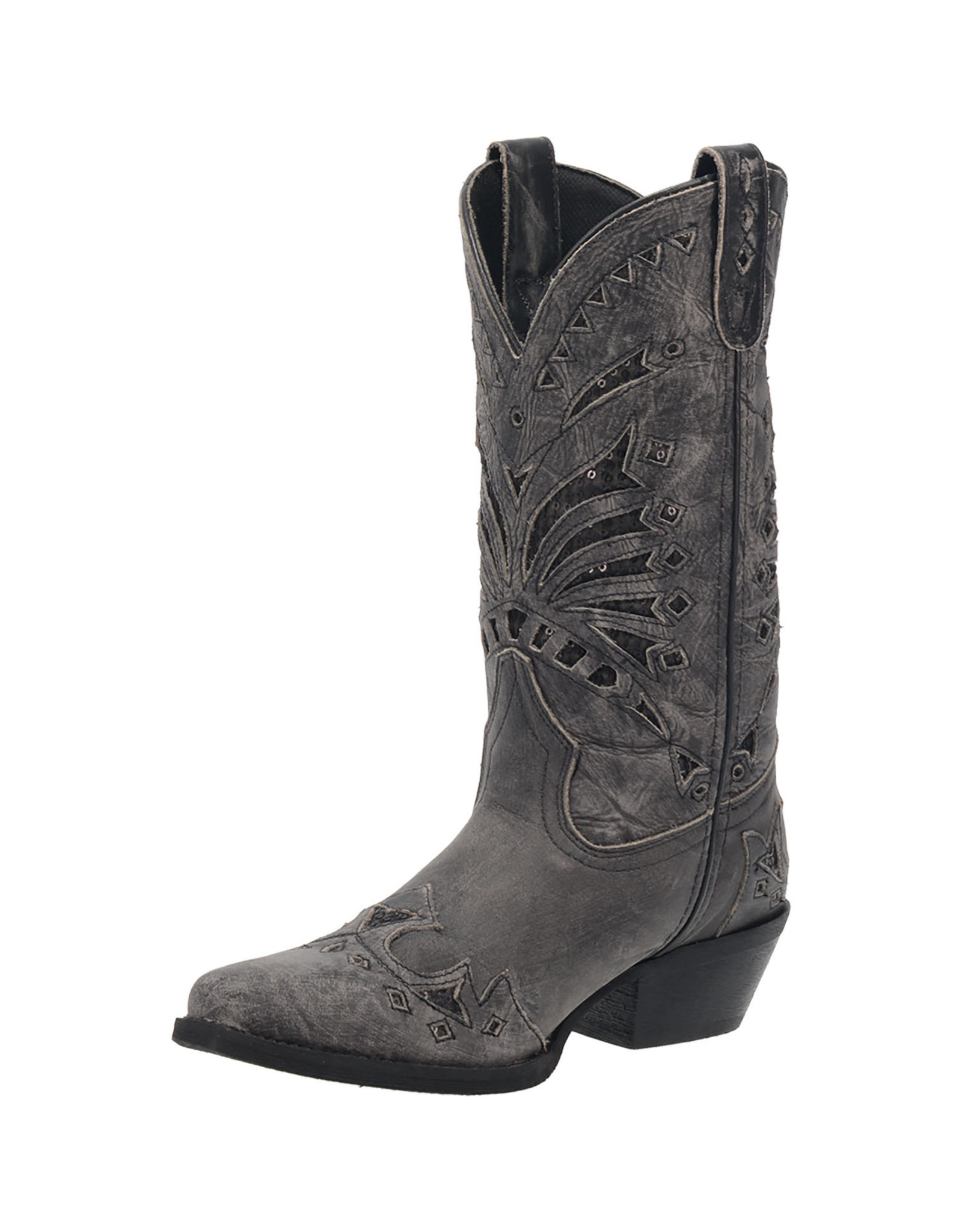 Laredo Laredo Ladies Stevie 52120 Black/Grey Sequin Western Boots Discontinued