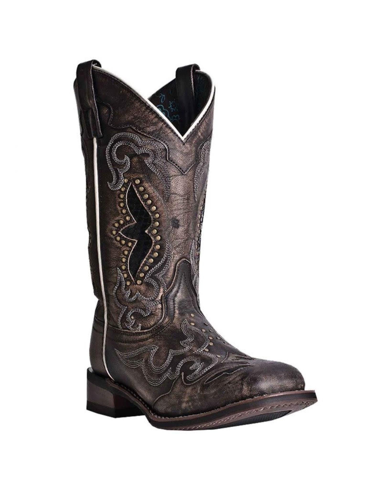 Laredo Ladies Black/Tan Snake Print Inlay 5660 Western Boots