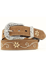 Nocona Nocona Womens Distressed Brown Flower Belt N3447044
