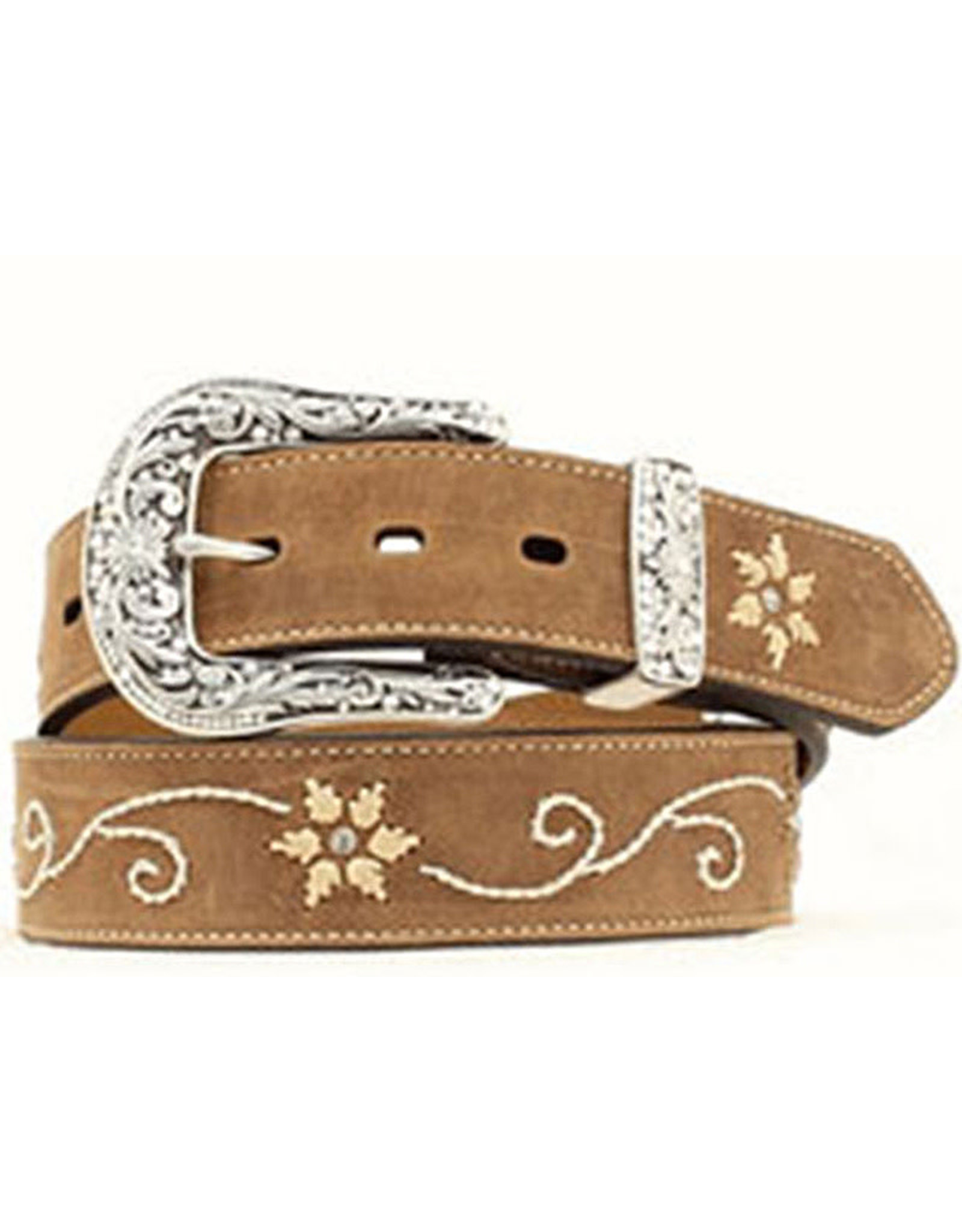 Nocona Nocona Womens Distressed Brown Flower Belt N3447044