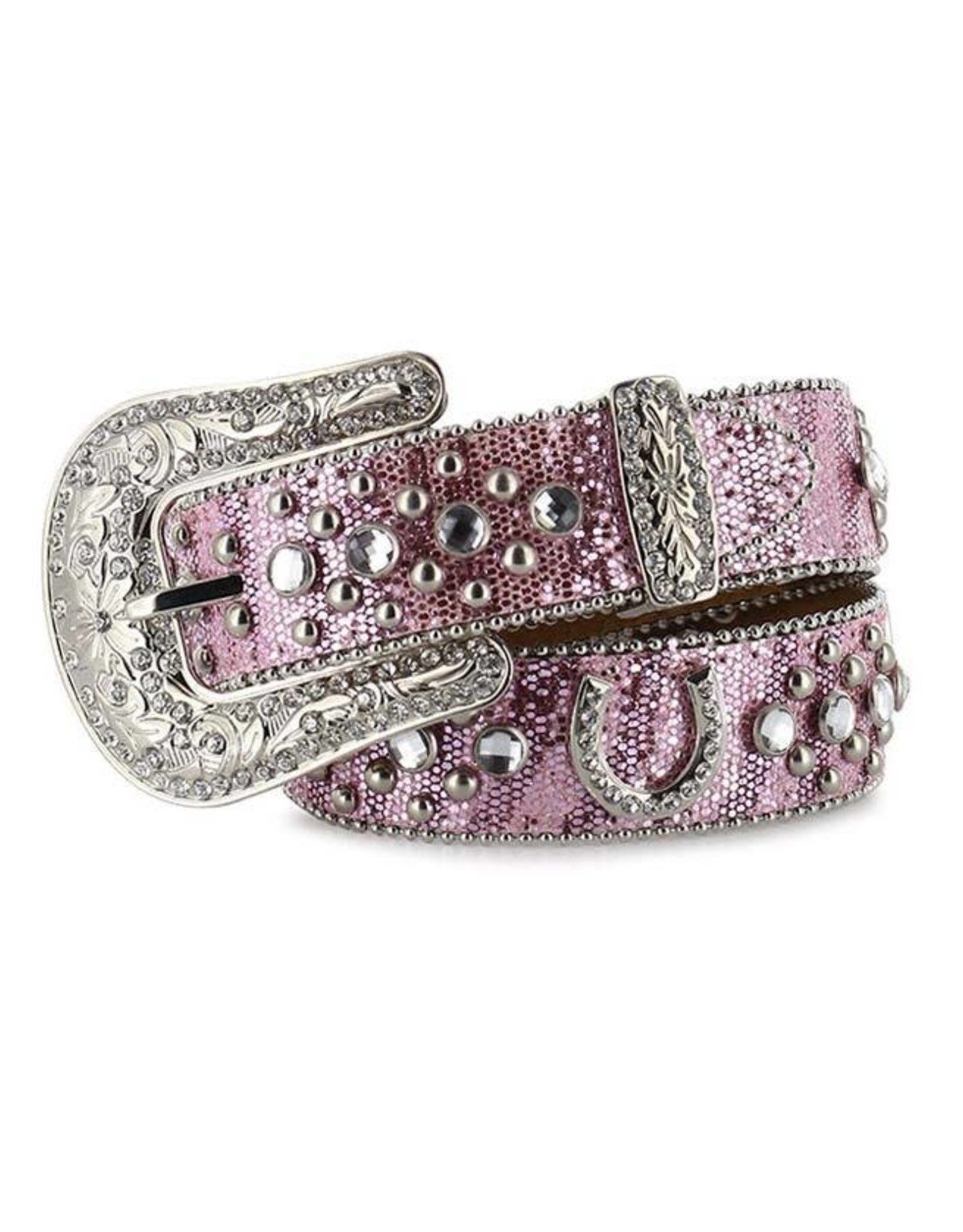 Nocona Nocona Girls Kids Pink Horseshoe N4411030 Bedazzled Belt
