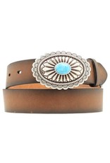 Ariat Ladies Brown Belt with Turquoise Buckle A1512002