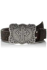 Nocona Womens Nocona Brown Tooled Belt & Cross Buckle N3483802