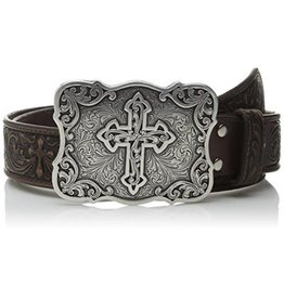 Nocona Womens Nocona Brown Tooled Belt & Cross Buckle N3483802