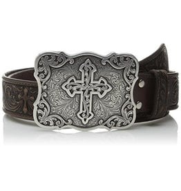 Womens Nocona Brown Tooled Belt & Cross Buckle N3483802