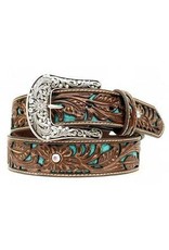 Ariat Women's Brown Filagree A1513402 Turquoise Crystal Belt