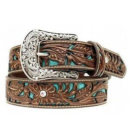 Ariat Women's Brown Filagree A1513402 Turquoise Crystal Belt