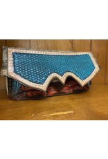 Custom Brindle Cowhide Clutch w/ Feather Tooling by CCL