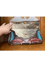 Custom Brindle Cowhide Clutch w/ Feather Tooling by CCL