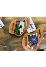Chase Combs Leather Handpainted Blue Magnolia Knife Sheath