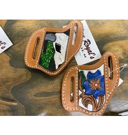 Chase Combs Leather Chase Combs Leather Handpainted Blue Magnolia Knife Sheath