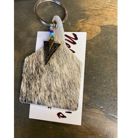 Chase Combs Leather Hair-On Tribal Beaded Arrow Keychain