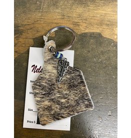 Chase Combs Leather Hair-On Beaded Arrow Keychain