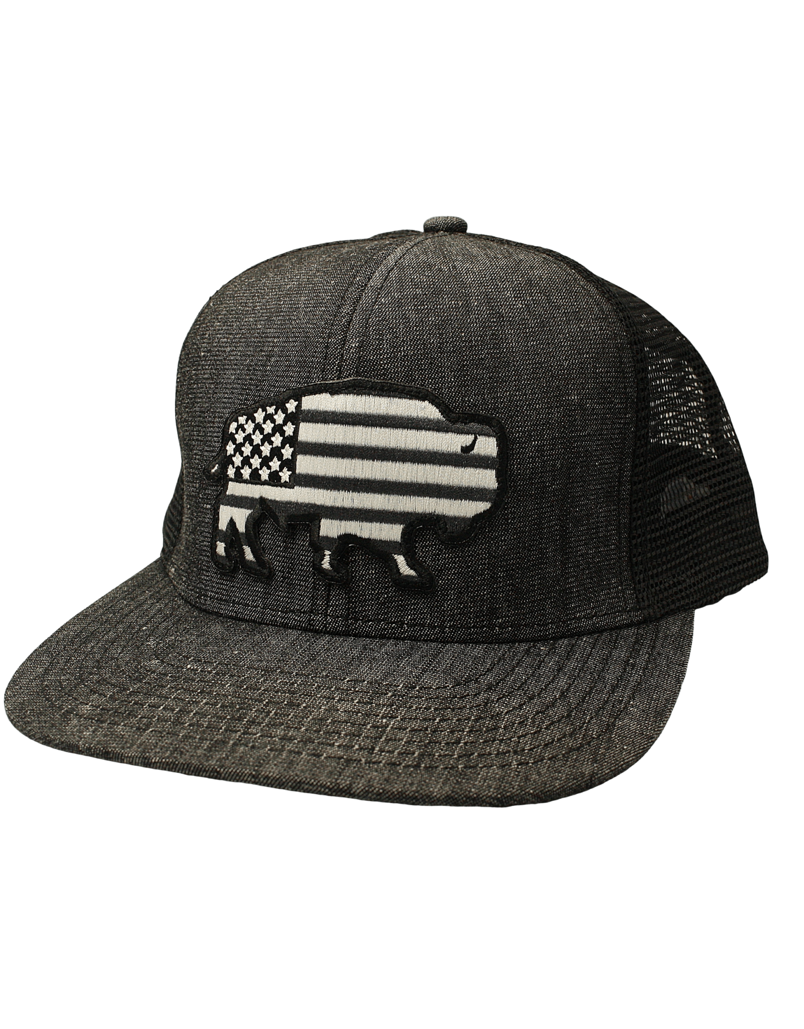 Red Dirt Hat Company USA Buffalo Grey Black Denim/Black  RDHC4 Snapback Cap
