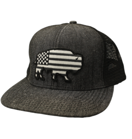 Red Dirt Hat Company USA Buffalo Grey Black Denim/Black  RDHC4 Snapback Cap