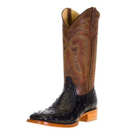 R. Watson Men's Black Full Quill Ostrich Wide Square RW4500-2 Exotic Western Boots  Sz. 11D