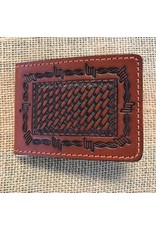 Ranger Ranger Cognac Basketweave C1053 Money Clip Wallet