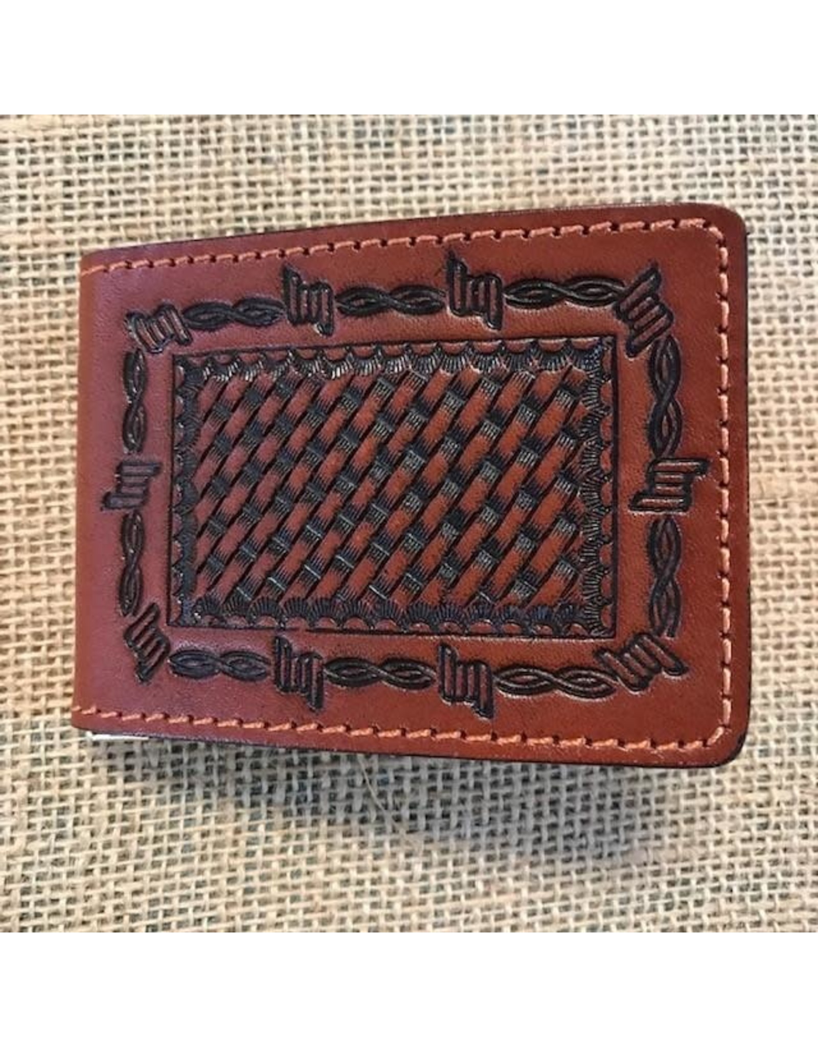 Ranger Ranger Cognac Basketweave C1053 Money Clip Wallet