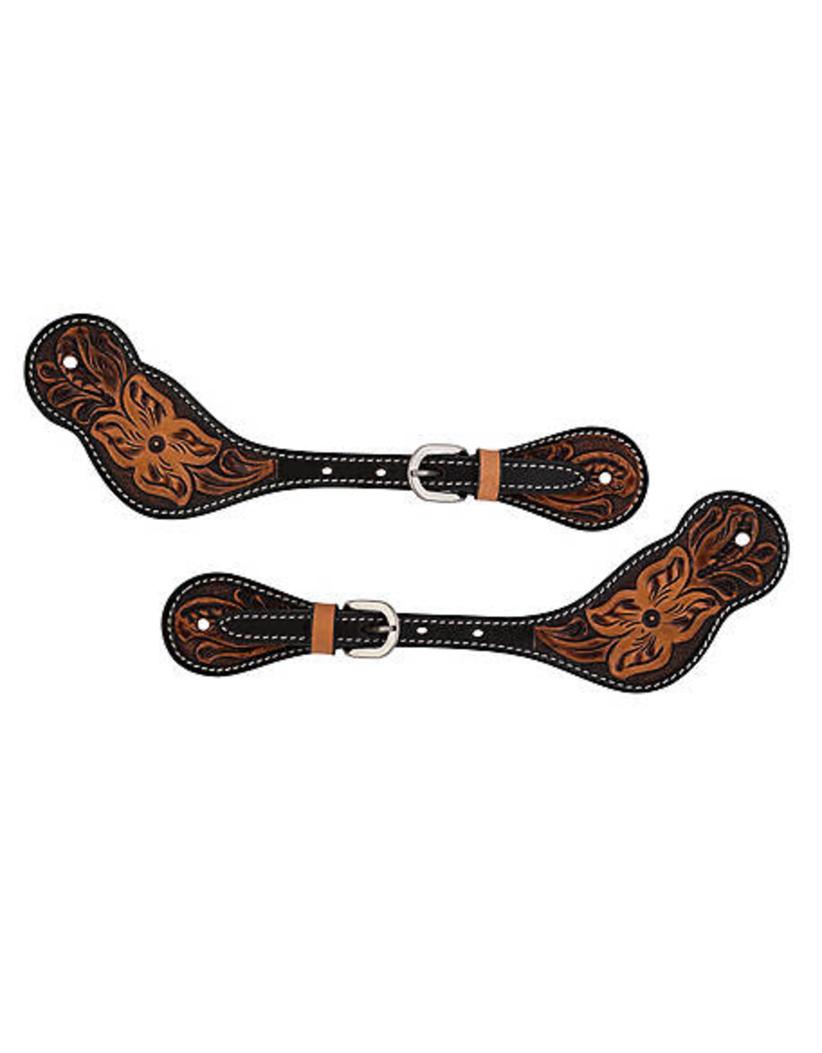 Turquoise Cross Light Oil Floral Tooled 45-0400 Spur Straps