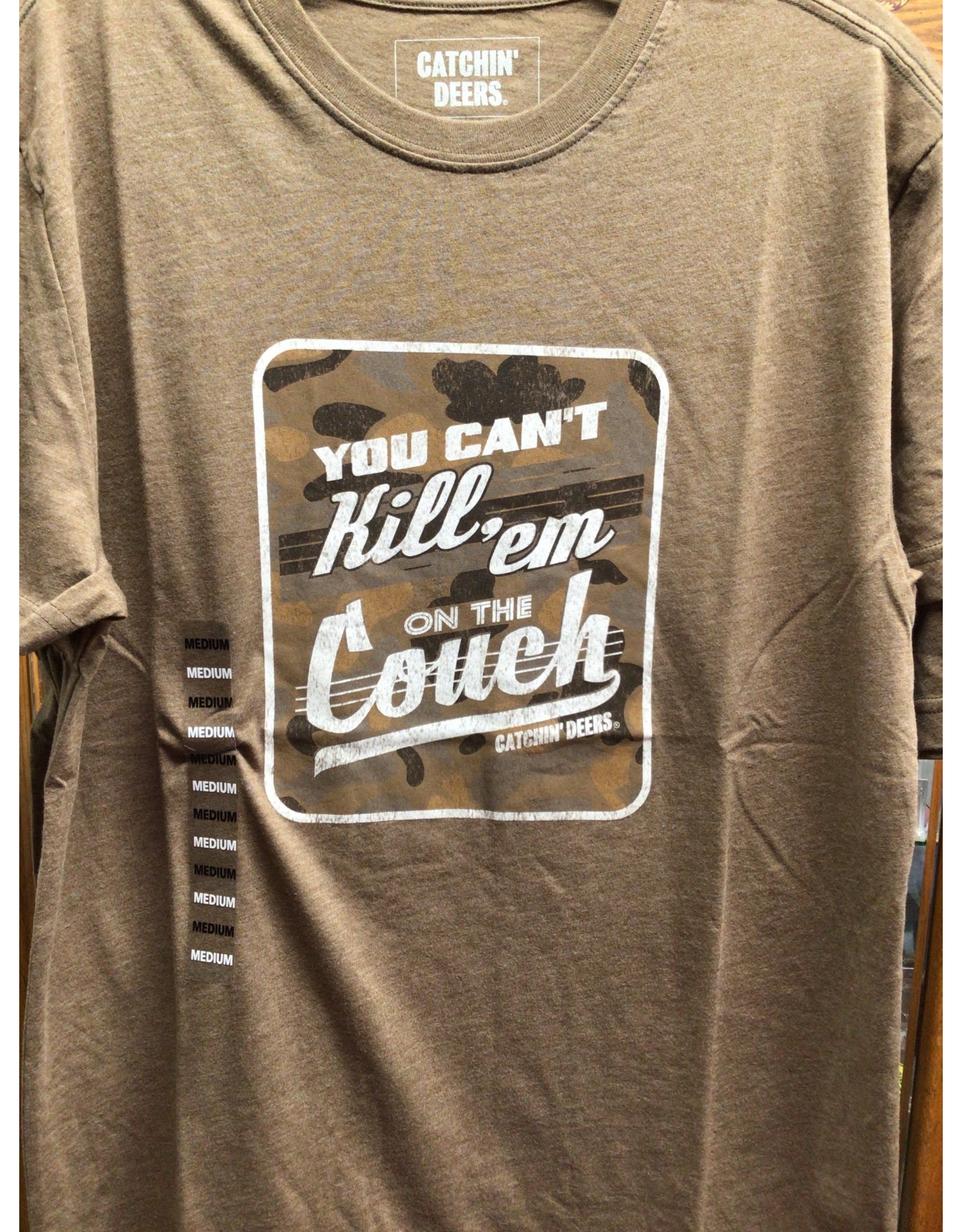 Catchin' Deers Old School Camo Can’t Kill Em on the Couch CD-GTF2113 T-Shirt
