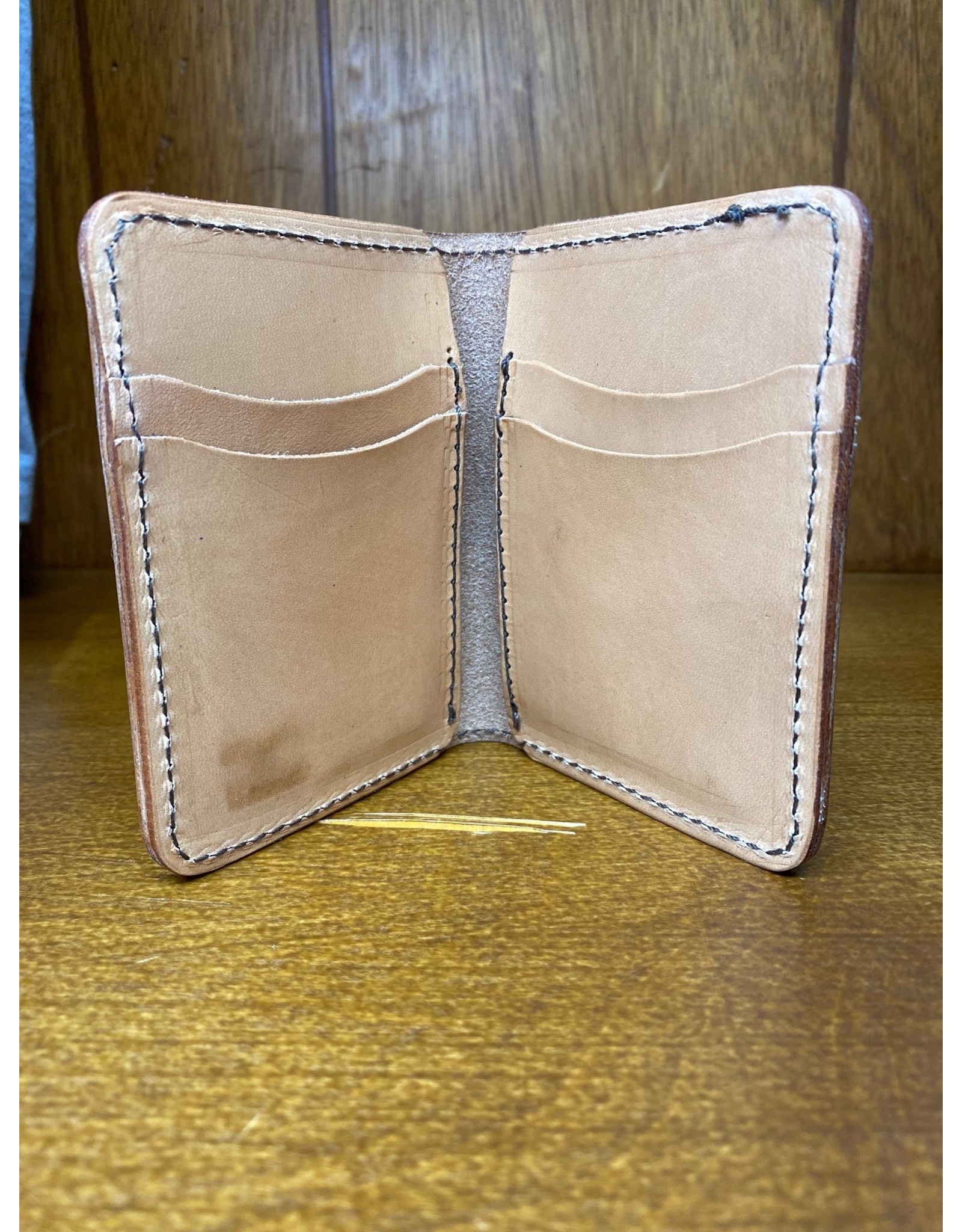 Chase Combs Leather Chase Combs Leather Smooth Tan Branded Leather Bifold Wallet