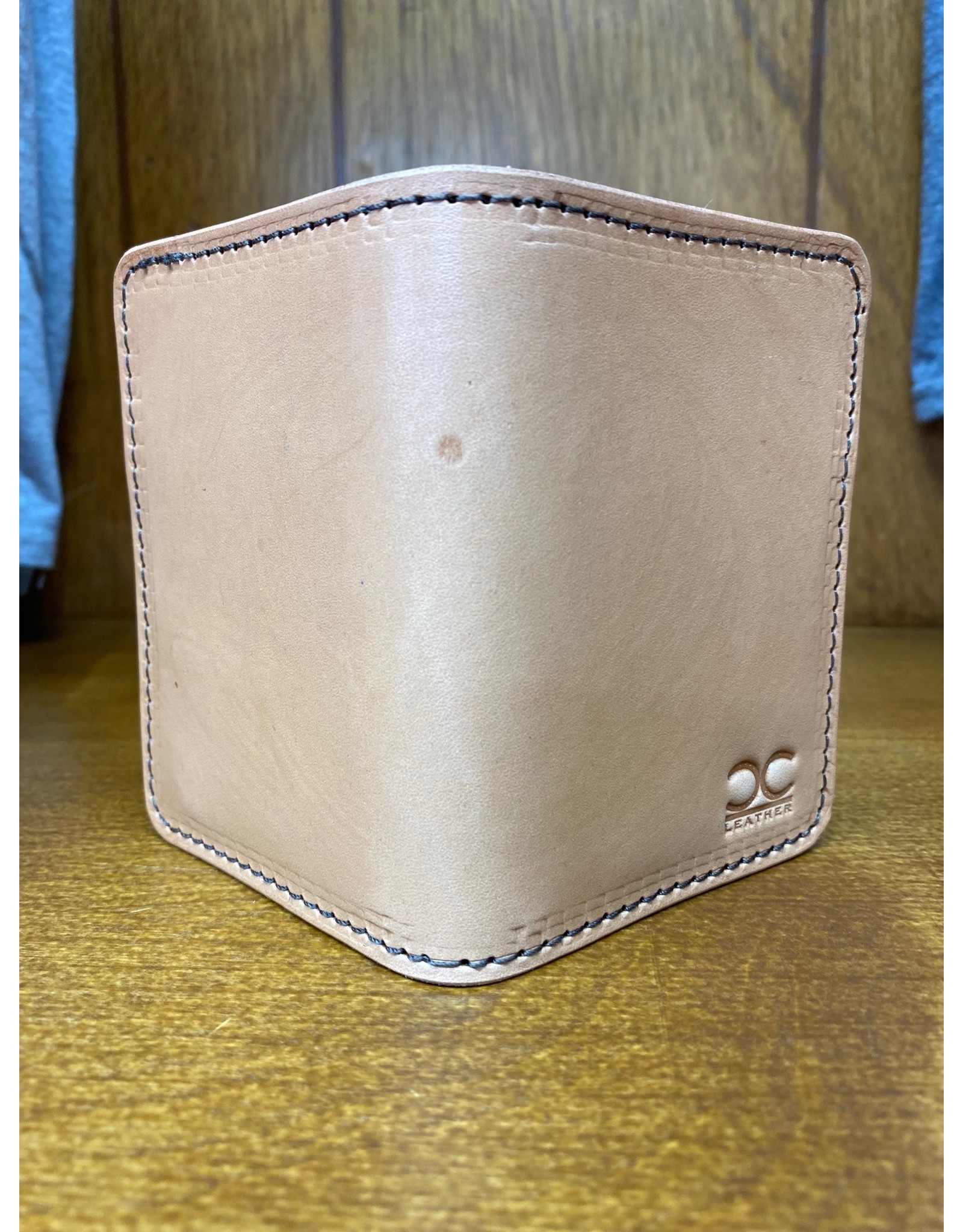 Chase Combs Leather Chase Combs Leather Smooth Tan Branded Leather Bifold Wallet