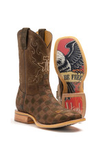 Tin Haul Men’s Rough Patch Roughout Patchwork with Bald Eagle Sole 14-020-0077-0445 GR Western Boots