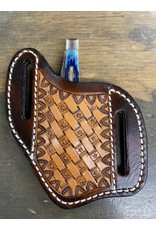 Chase Combs Leather Chase Combs Leather Dark Oil Star Basketweave Knife Sheath