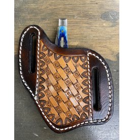 Chase Combs Leather Chase Combs Leather Dark Oil Star Basketweave Knife Sheath