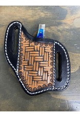 Chase Combs Leather Chase Combs Leather Dark Chocolate Basketweave Handtooled Knife Sheath
