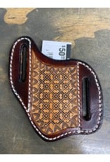 Chase Combs Leather Dark Oiled Aztec Handtooled Knife Sheath